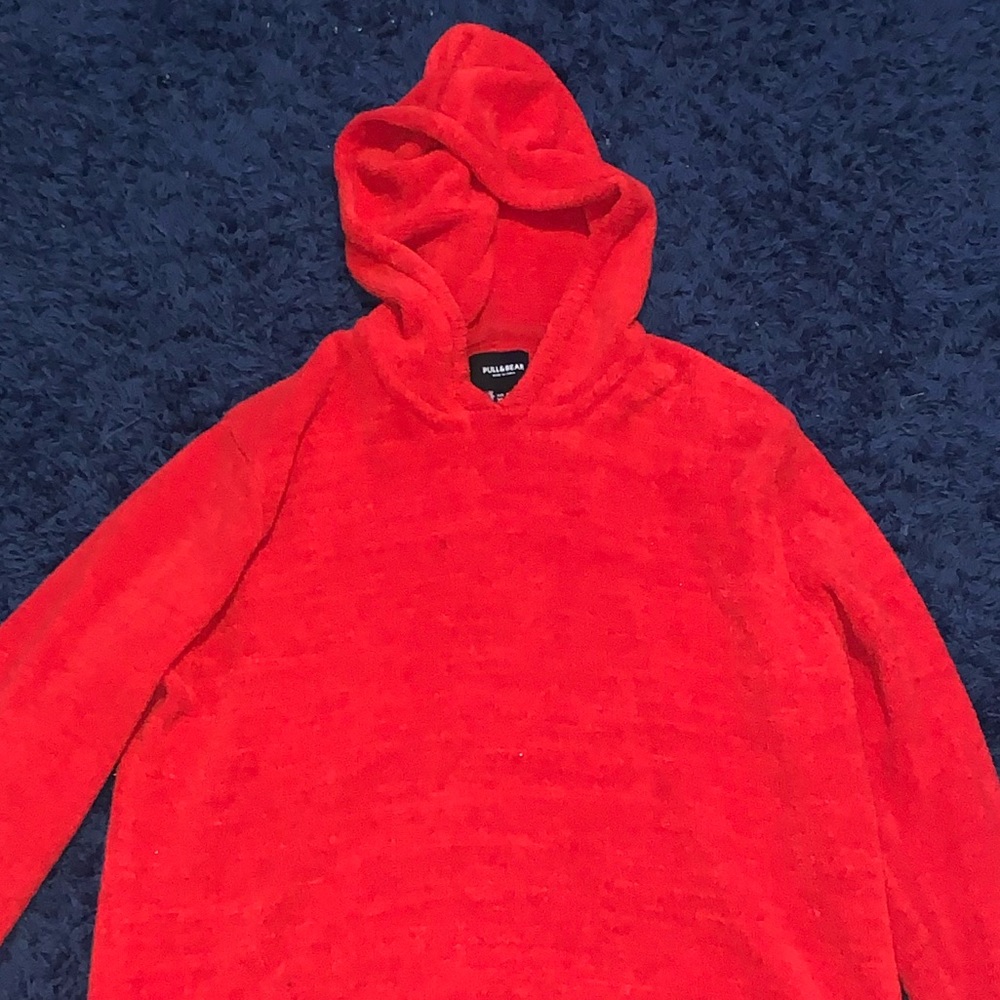 Pull & Bear Red Chenille Hoodie